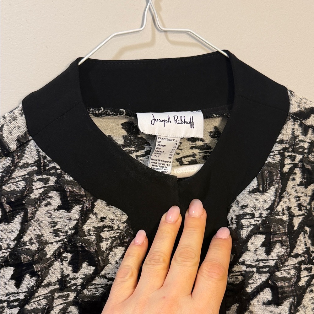 Joseph Ribkoff Black and White Patterned Jacket - Picture 6 of 9